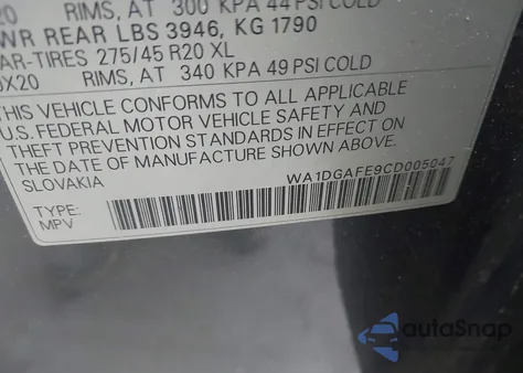 2012 Audi Q7 3.0T S Line Prestige из США, поврежденный, VIN WA1DGAFE9CD005047